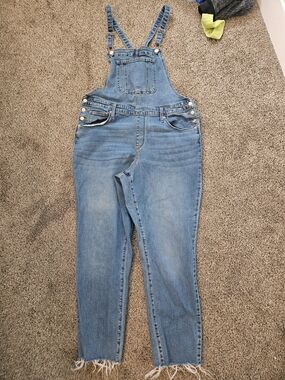 Universal Thread Light Blue Denim Overalls with Frayed Hems